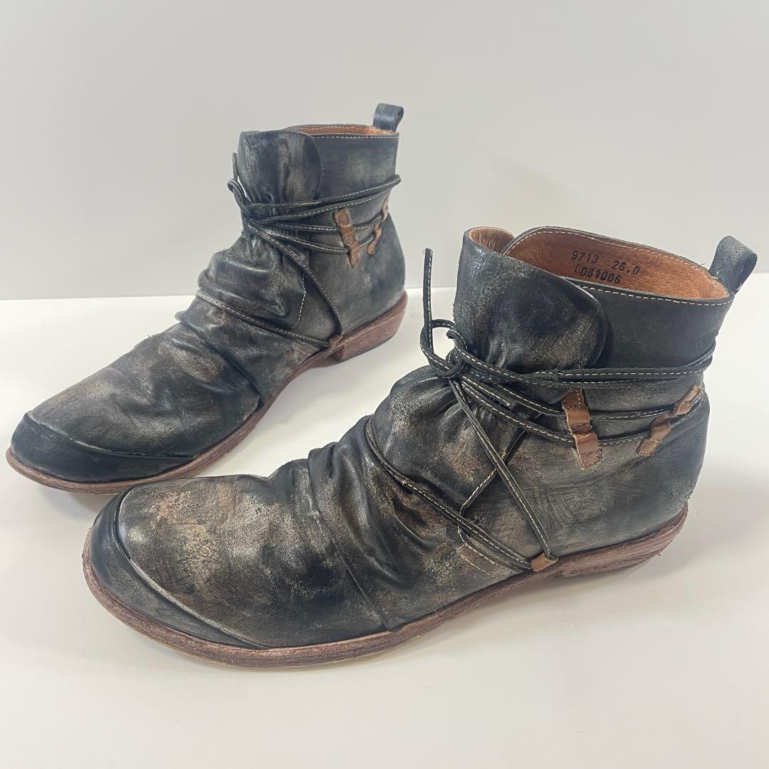 whoop'EE' whoop-de-doo ダメージ加工 黒 レザーブーツ